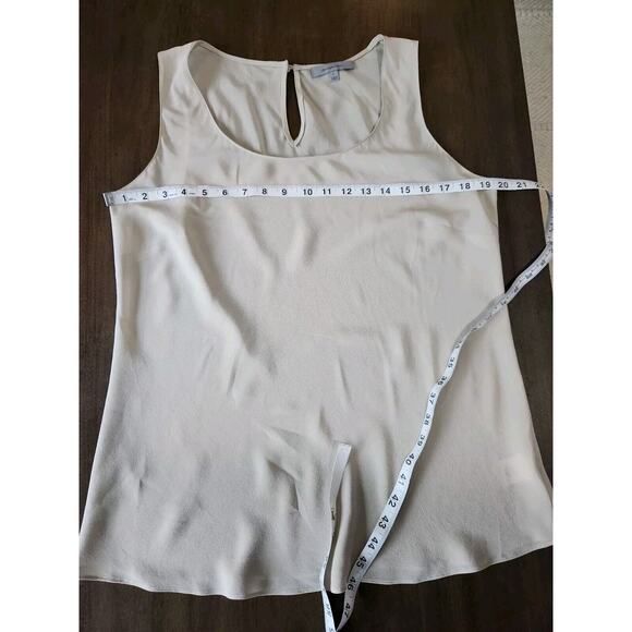 CLASSIQUES ENTIER Tan Scoop Neck Silk Blouse Tank Top Key Hole Back Large - Picture 6 of 7